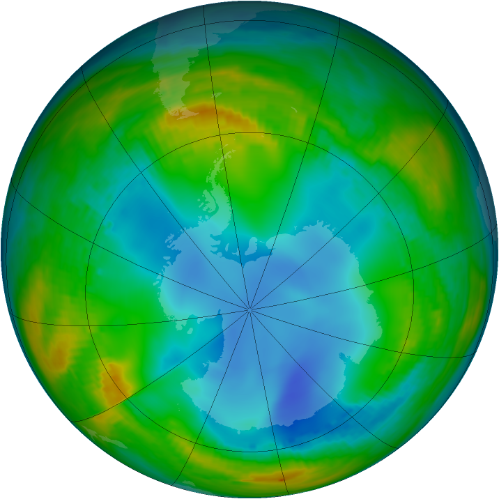 Antarctic ozone map for 13 July 1986